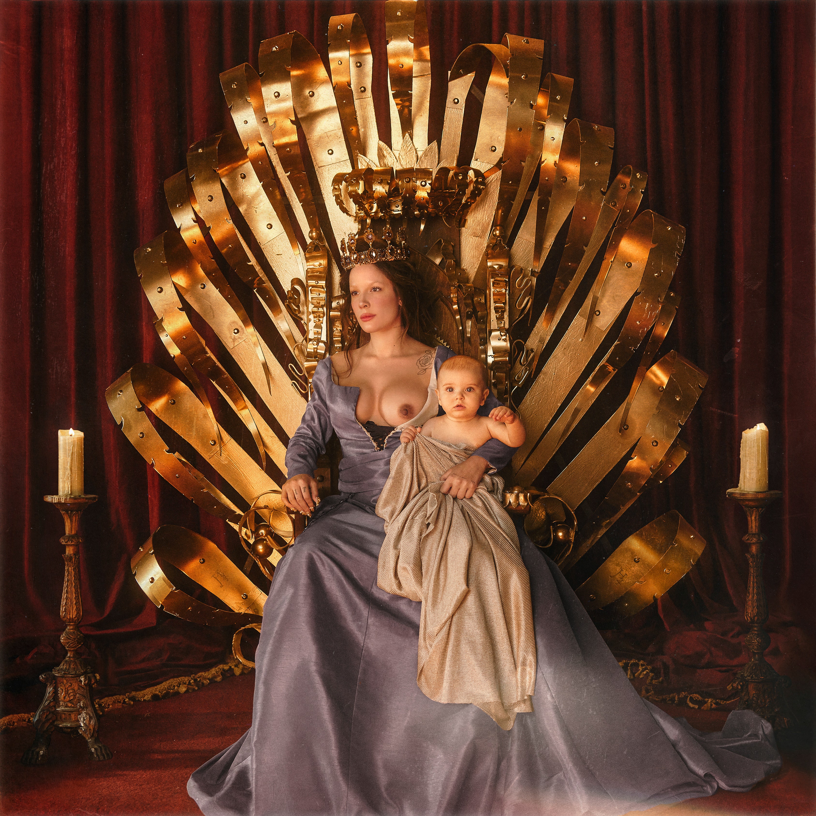 Halsey-Wearing-a-Crown-on-a-GoldThrone