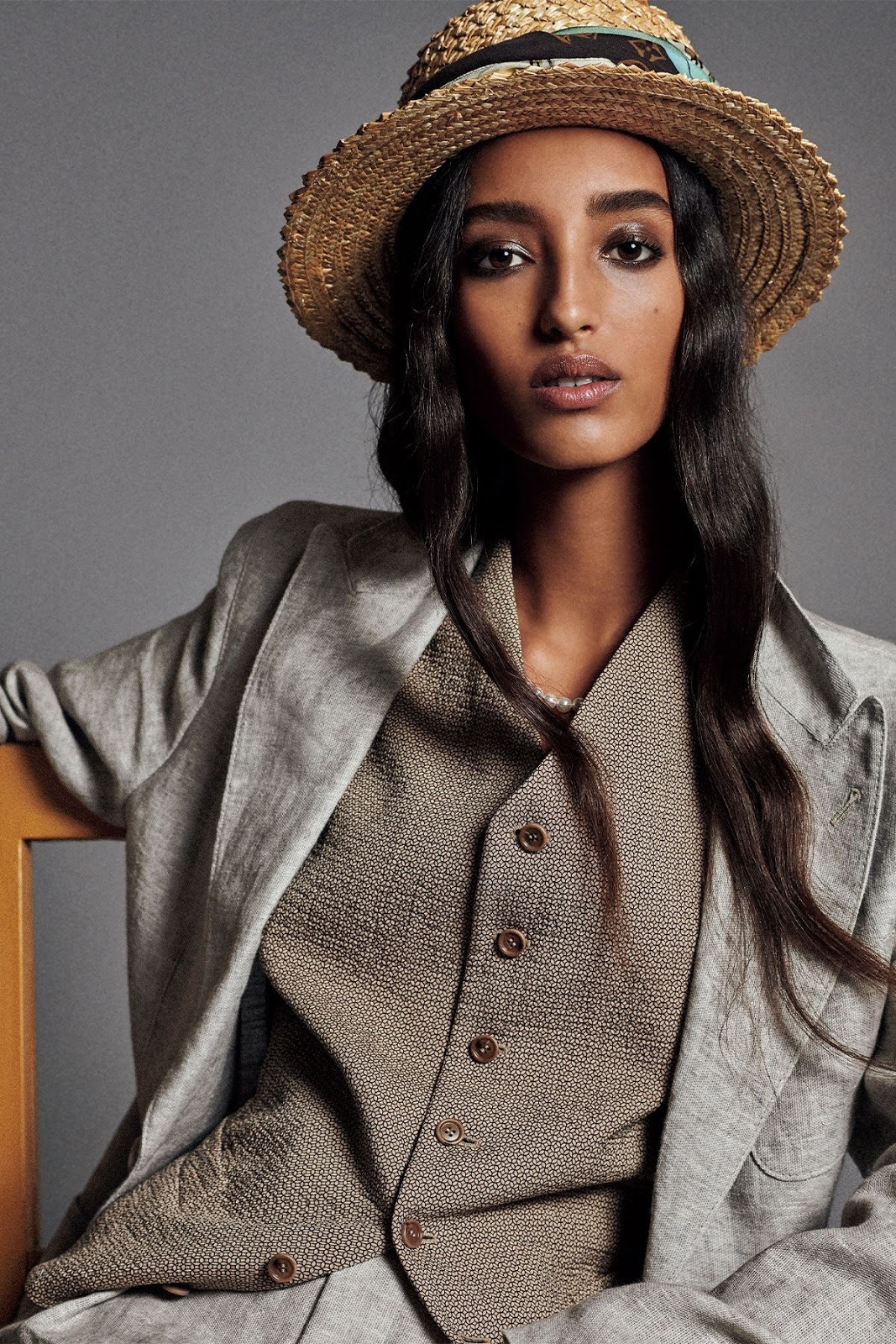 Model-Mona-Tougaard-Wearing-A-Straw-Boater-Hat
