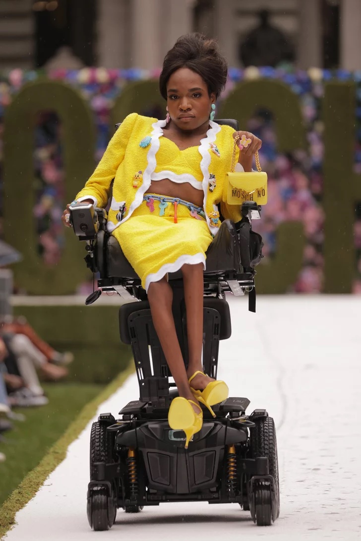 Moschino Spring Summer 2022 Runway Featuring Model Aaron Phillip as first disabled transgender models