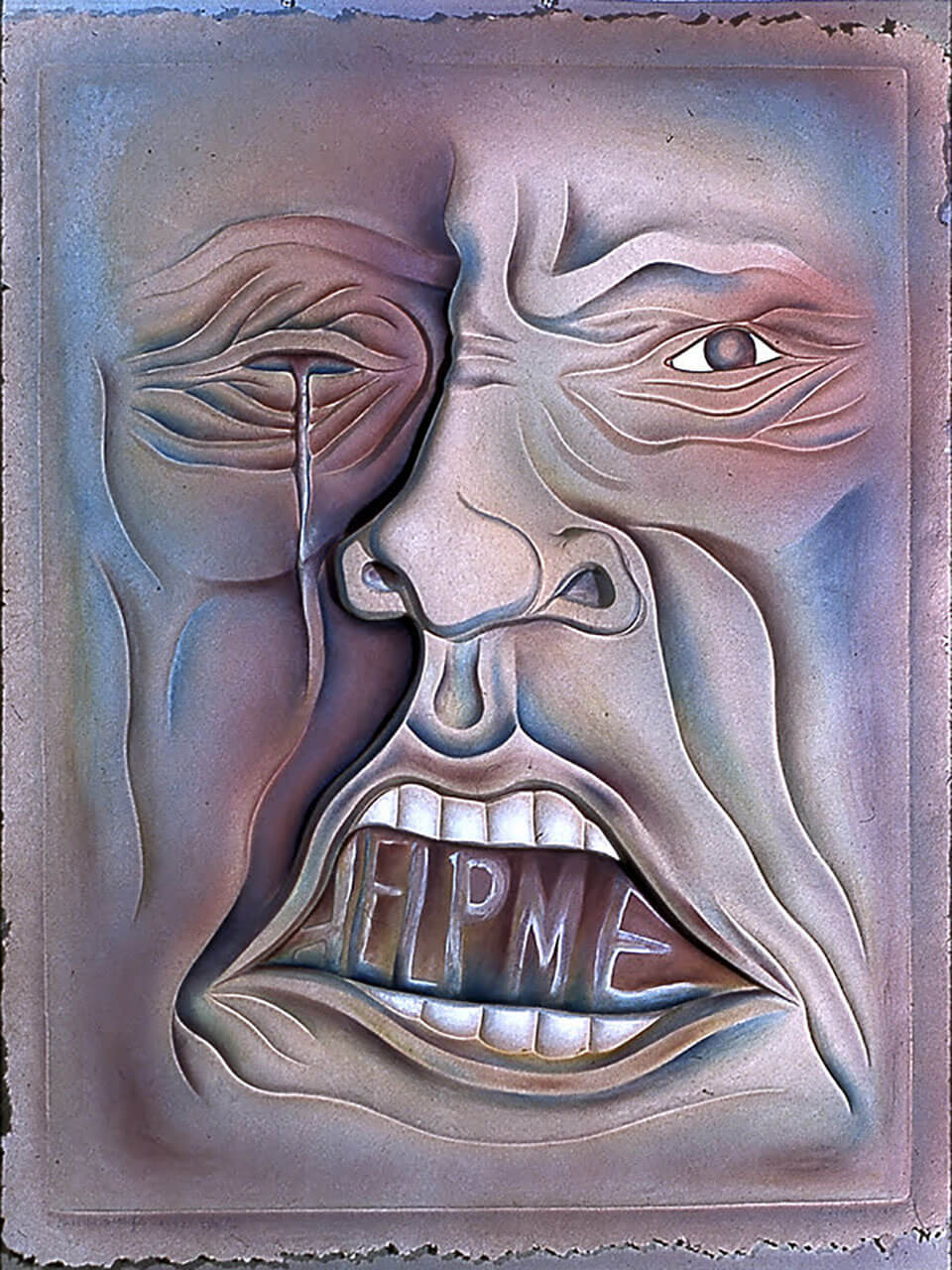 Judy Chicago "PowerPlay Series: Doublehead with Gold Tear/Help Me", edition 6/12, 1986 Collection Jordan Schnitzer Family Foundation © Judy Chicago/Artists Rights Society (ARS), New York Photo © Donald Woodman/ARS, New York