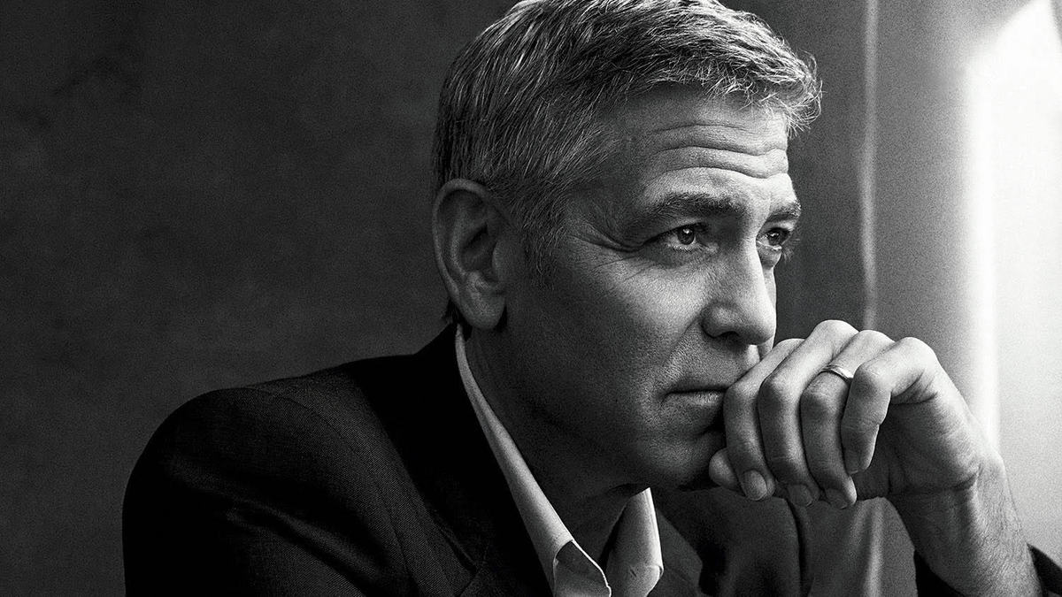 Black and White Profile Image of George Clooney