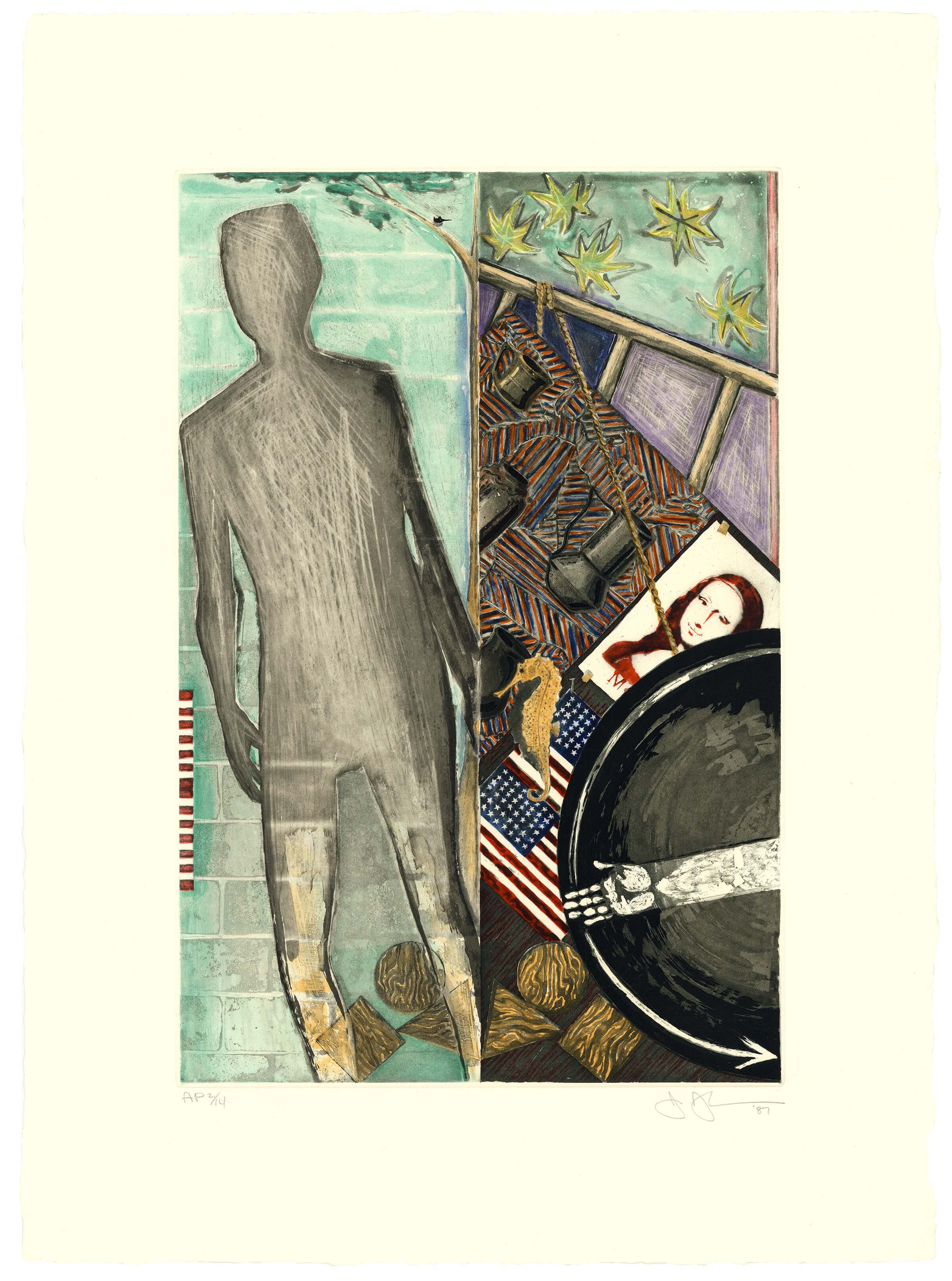 Jasper Johns, Summer, from The Seasons, 1987. Intaglio: five copperplates. Printed by John Lund, Hitoshi Kido, Craig Zammiello, Keith Brintzenhofe; published Universal Limited Art Editions. Whitney, NY; © ‘21 Jasper Johns and ULAE/VAGA at ARS, NY