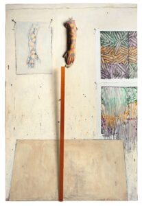 landing Jasper Johns, In the Studio, 1982. Encaustic, crayon, and collage on canvas with objects. Collection of artist; on loan to the Philadelphia Museum of Art, 1984. © 2021 Jasper Johns/Licensed by VAGA at ARS, NY. Photo © The Wildenstein Plattner Institute