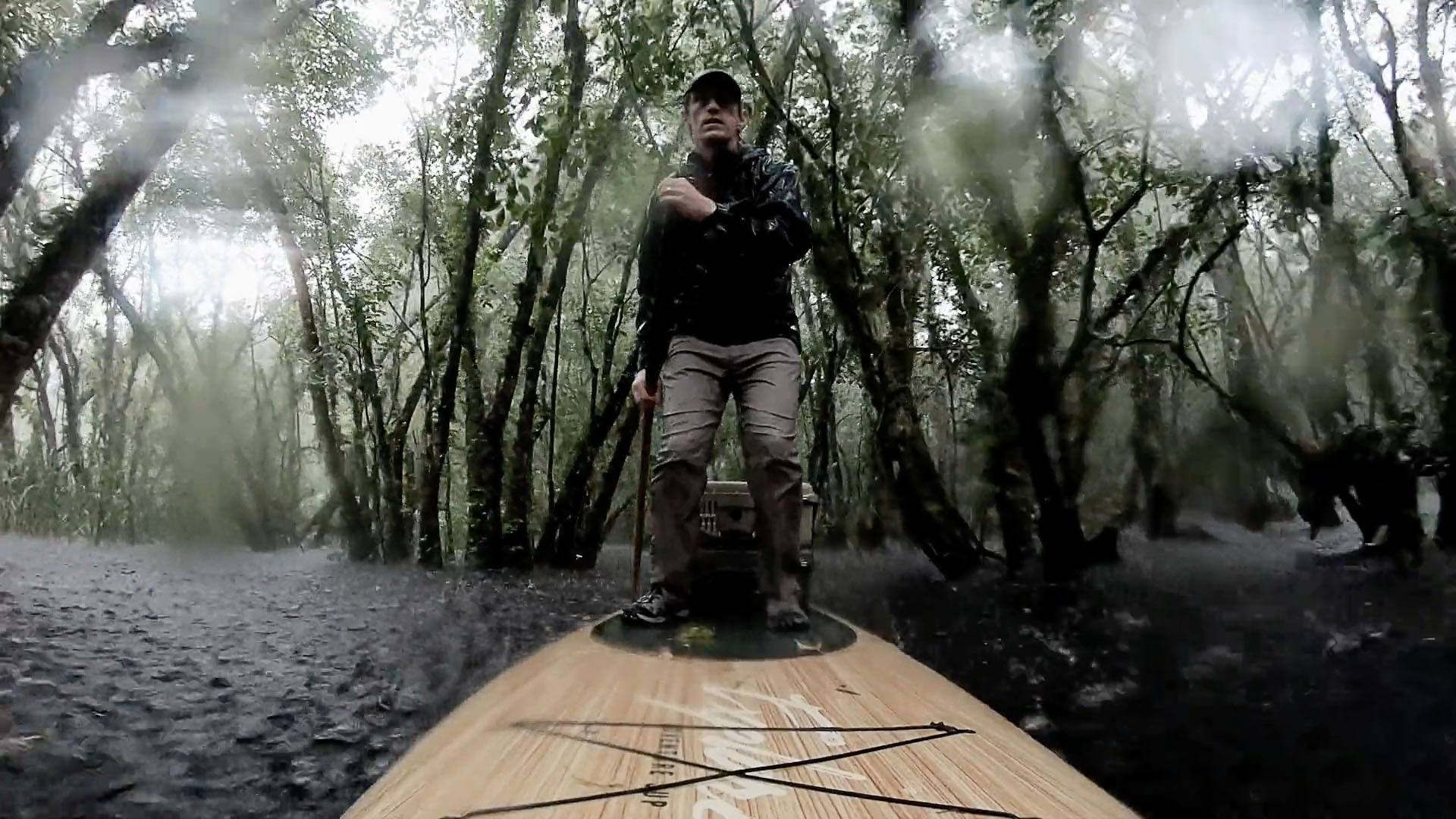 Scientist on Paddle board in the Florida swamp in Chasing Ghosts