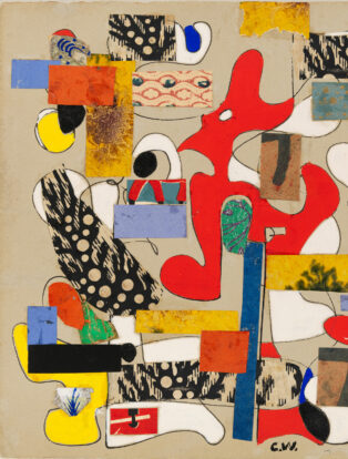 Charmion von Wiegand (1896-1983), Untitled, c. 1942. Collaged paper, opaque watercolor and pen and ink on paper. Whitney Museum, NY; gift of Alice and Leo Yamin 91.84.5. © Estate of Charmion von Wiegand; Courtesy of Michael Rosenfeld Gallery LLC, N