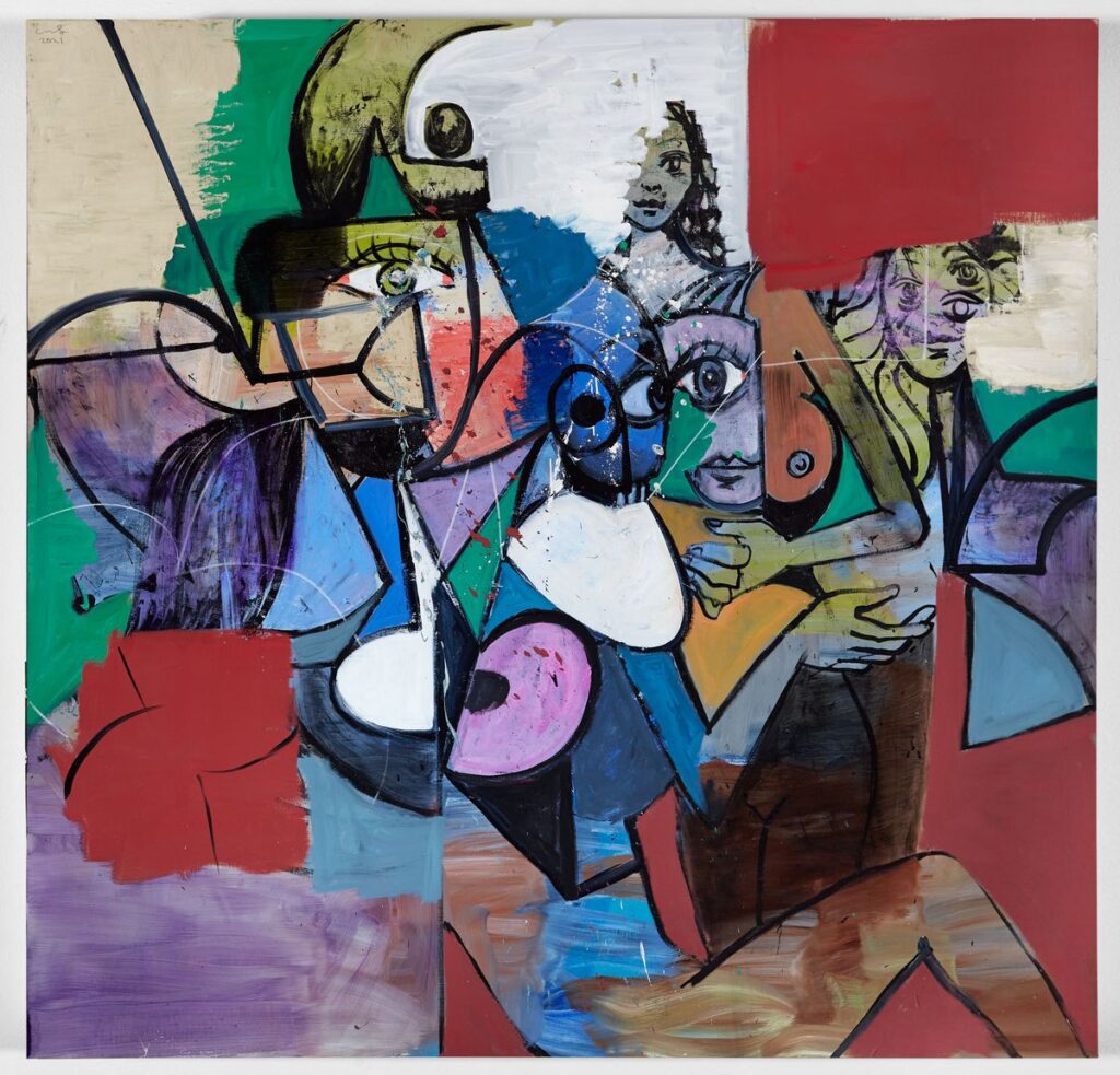 George Condo_ A Day in the Park 2021 Oil and wax crayon on canvas_ courtesy of the Artist and Hauser & Wirth