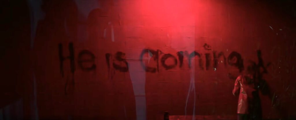 Nightmare on Elm Street He Is Coming Painted On Wall