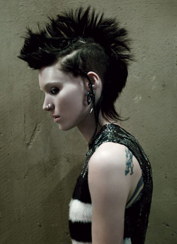 Rooney Mara as the Girl With The Dragon Tatoo Side Profile Wearing a Mohawak