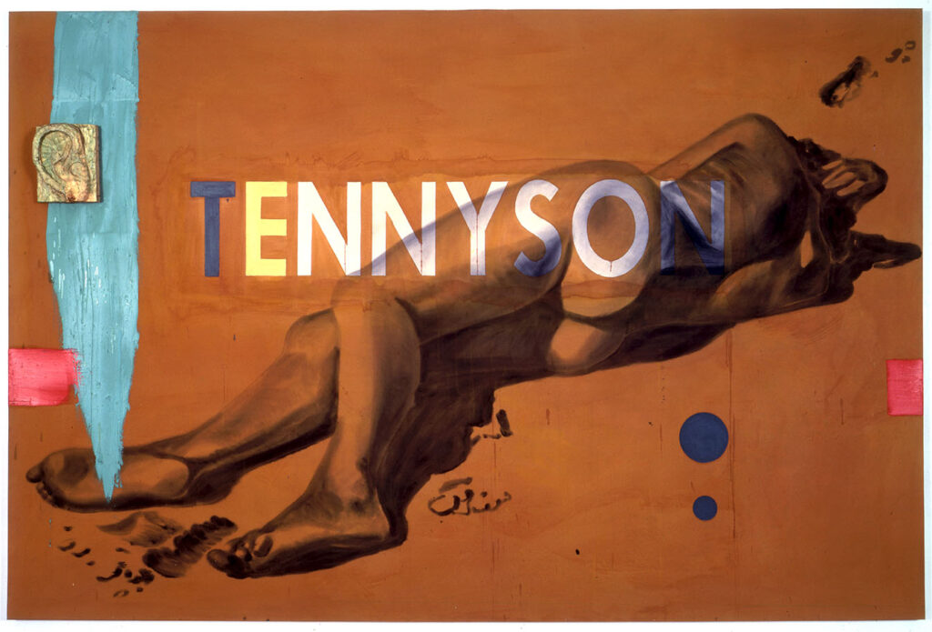 Tennyson, 1983 Oil and acrylic on canvas with wood plaster 78 x 117 x 5.5 inches © David Salle:VAGA at Artists Rights Society (ARS), New York.