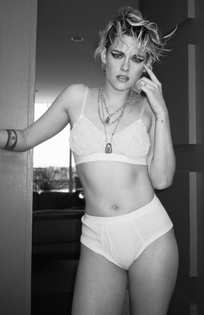 Kristen Stewart in bra and mens undies