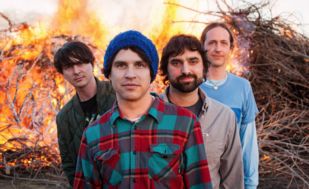Animal Collective Band Members With Roaring Fire in the background