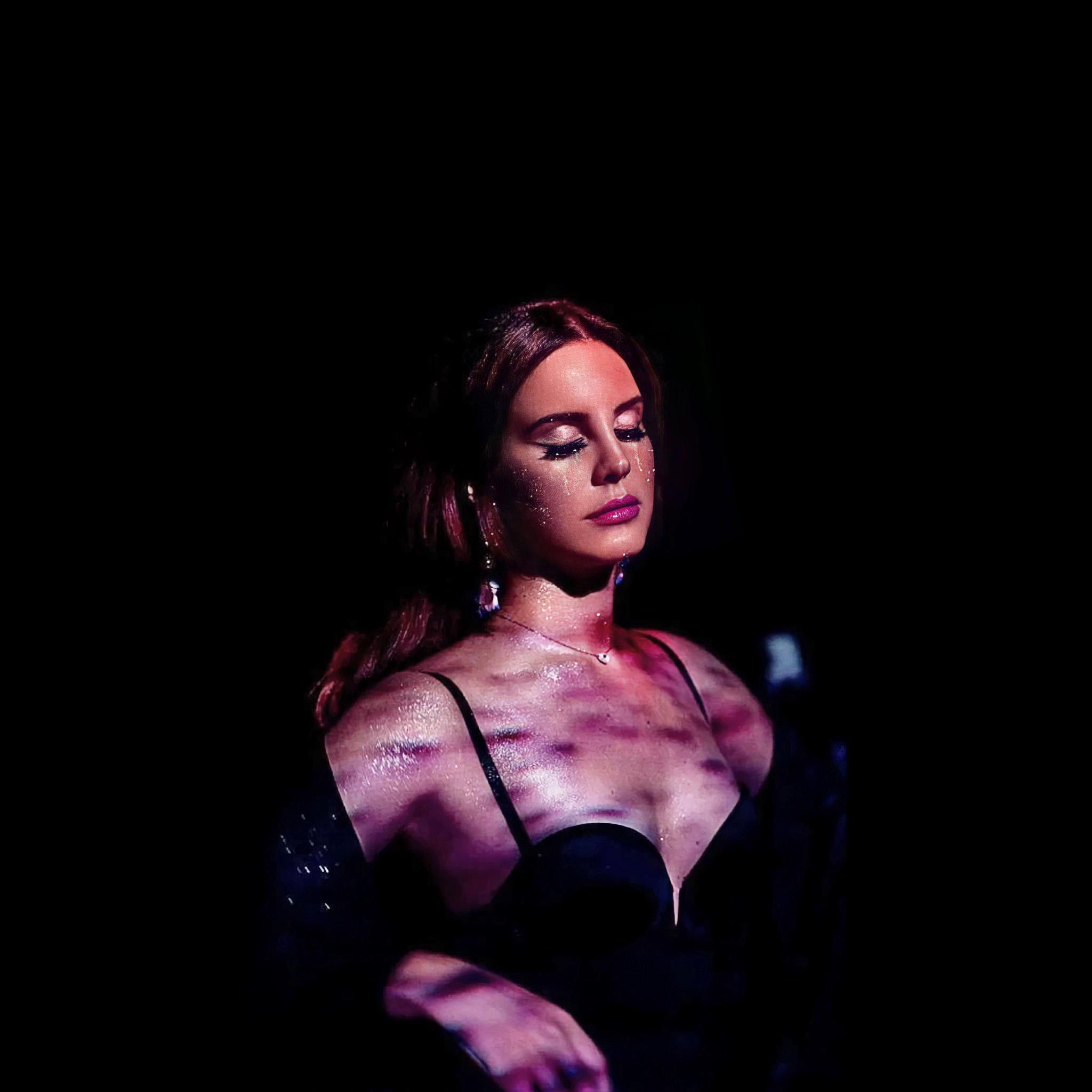 Lana Del Rey Lit With Purple Tint and Shadows
