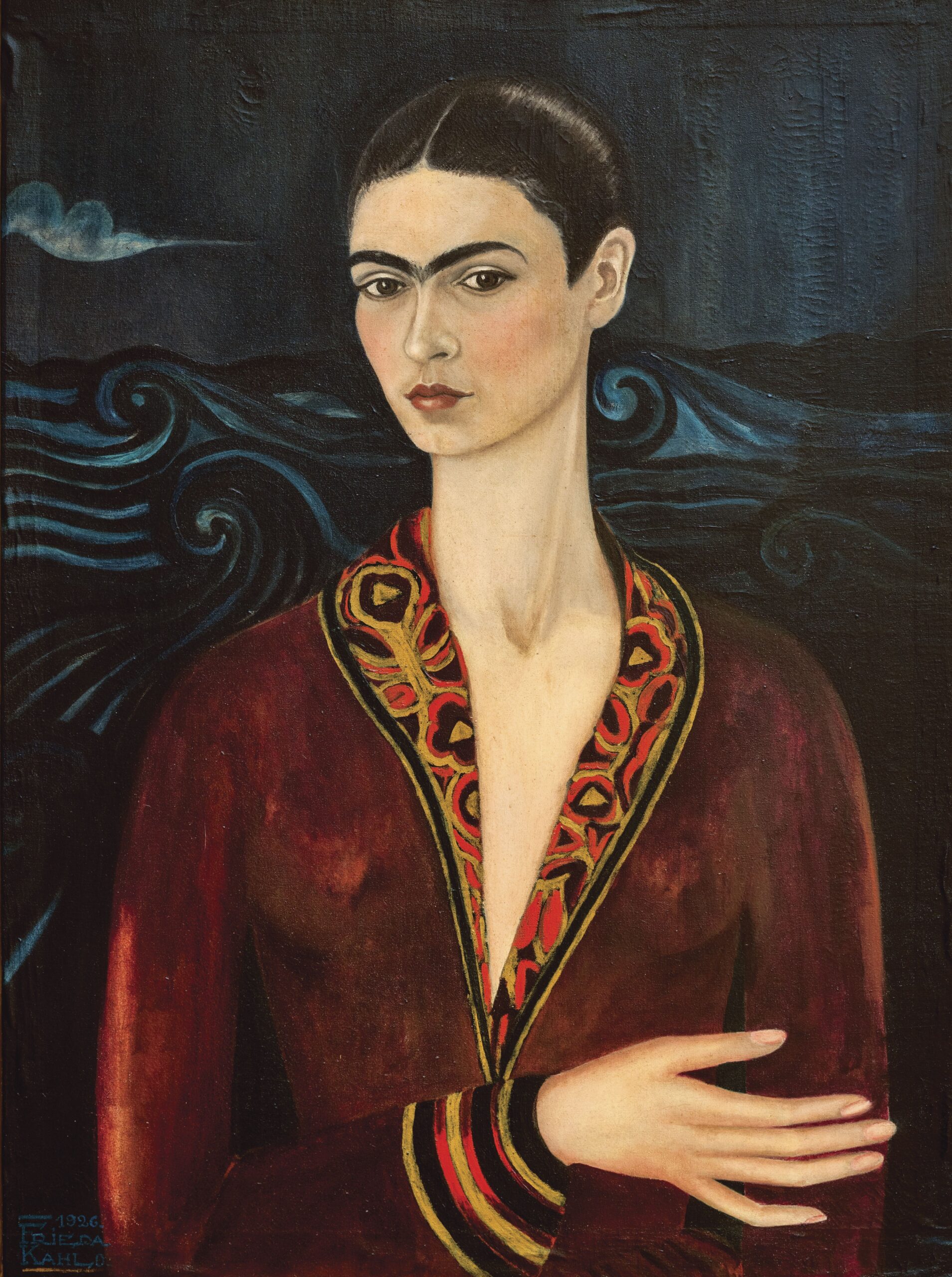 Frida Kahlo, Self-Portrait (With Velvet Dress) 1926. Private Collection