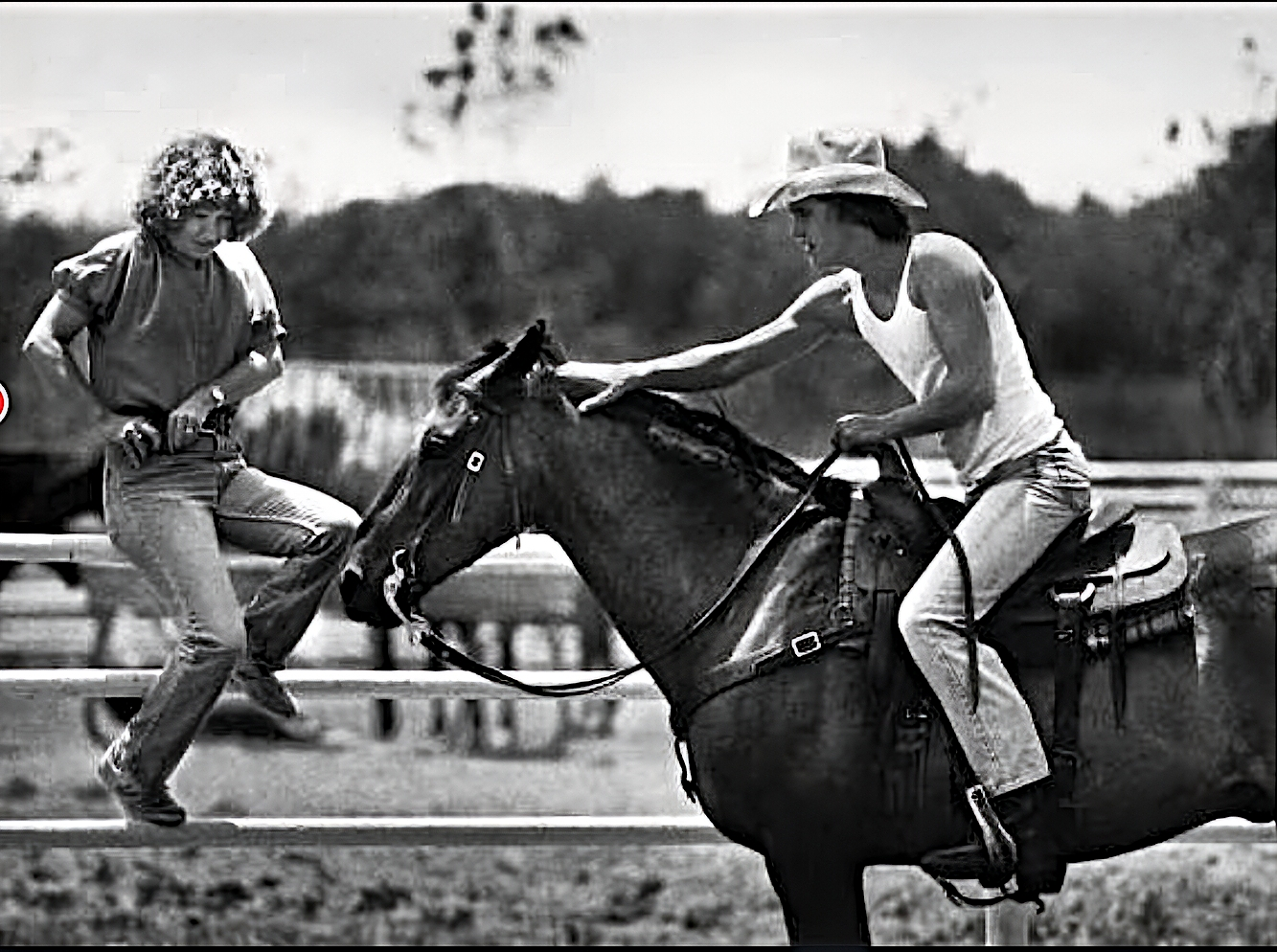 S.E. Hinton, Matt Dillon on the set of Tex