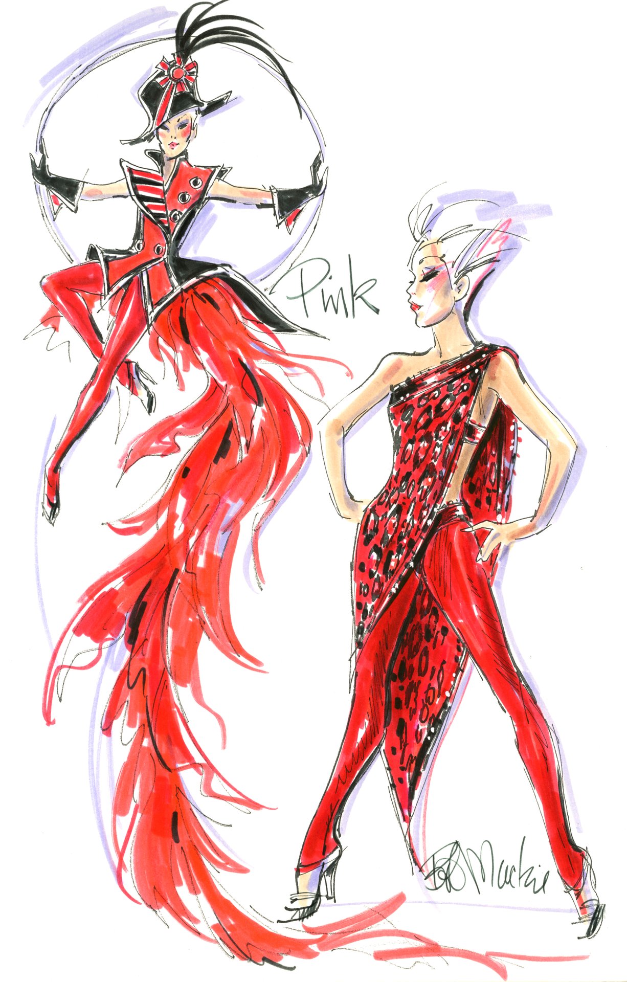Pink, Circus Red. Illustration by Bob Mackie