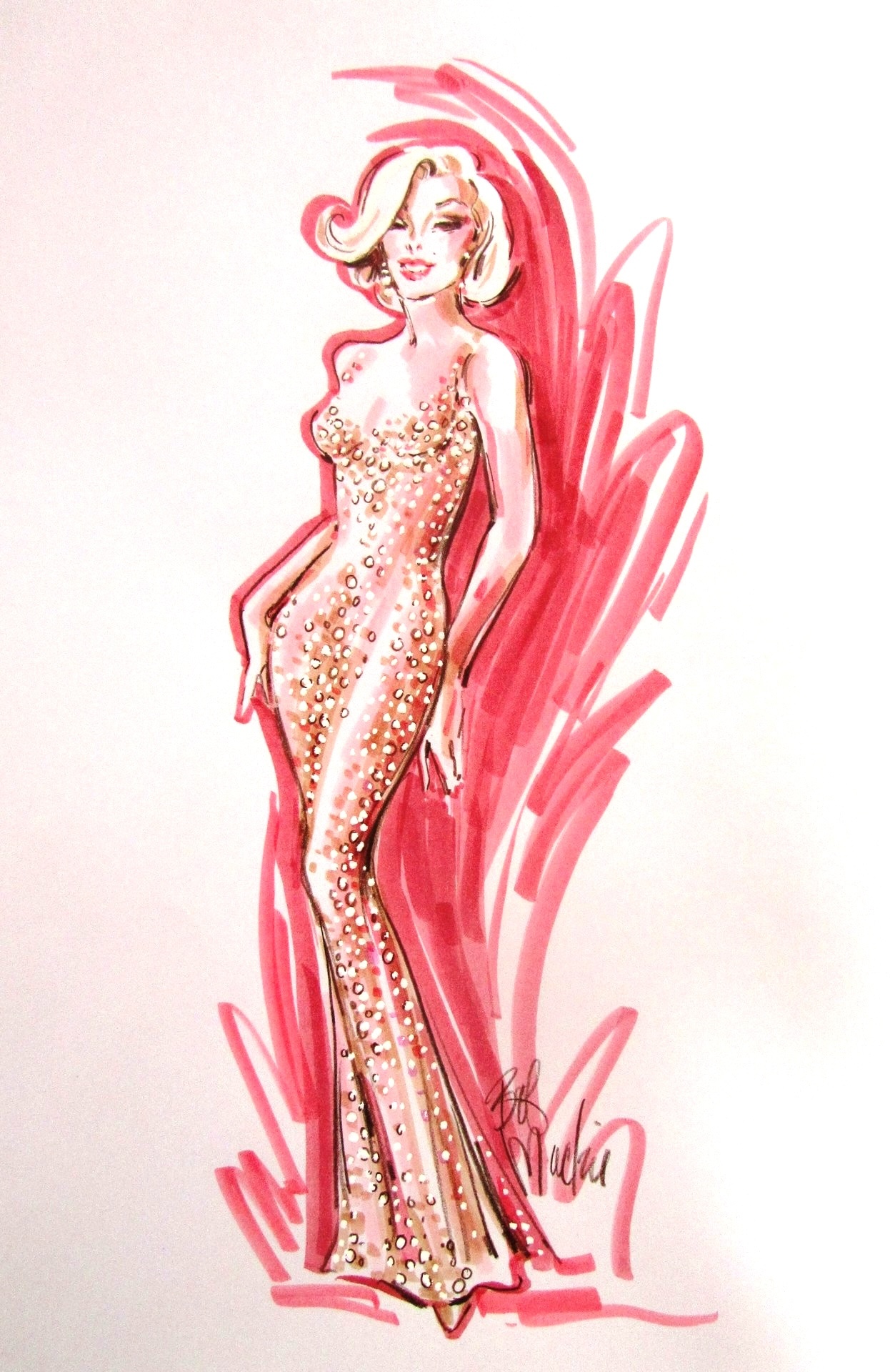 Marilyn Monroe. Illustration by Bob Mackie