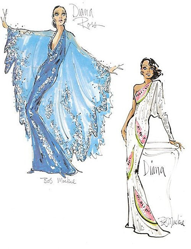 Diana Ross. Illustration by Bob Mackie