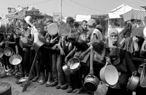 group holding empty pots